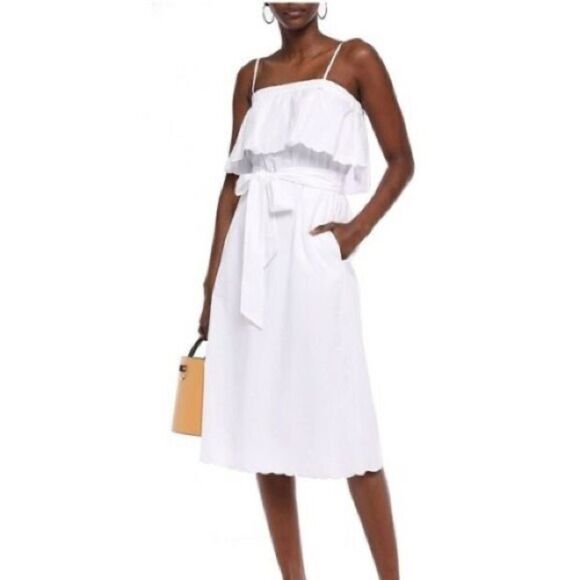 Joie Rindinya White Ruffled Scalloped Midi Sundress, NWT - Picture 1 of 10